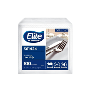 COD. 629.000 - SERVILLETA EXCELLENCE BLANCA COCKTAIL 2H X 100UN 24 X 24CM ELITE (361424)