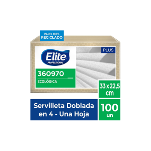 COD. 630.000 - SERVILLETA ECOLOG. DOB/4 NAT 100UN 33 X 22.5CM PLUS ELITE (360970)