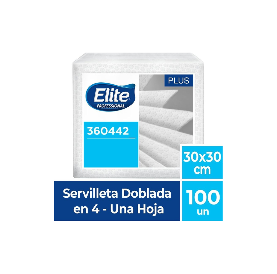 COD. 634.000 - SERVILLETA INST. DOB/4 BLANCO 100UN 30 X 30CM PLUS ELITE (360442)