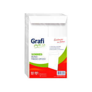 COD. 643.000 - SOBRE BOND 1/2 OFICIO 90GR (PQT X 50) GRAFIPAPEL